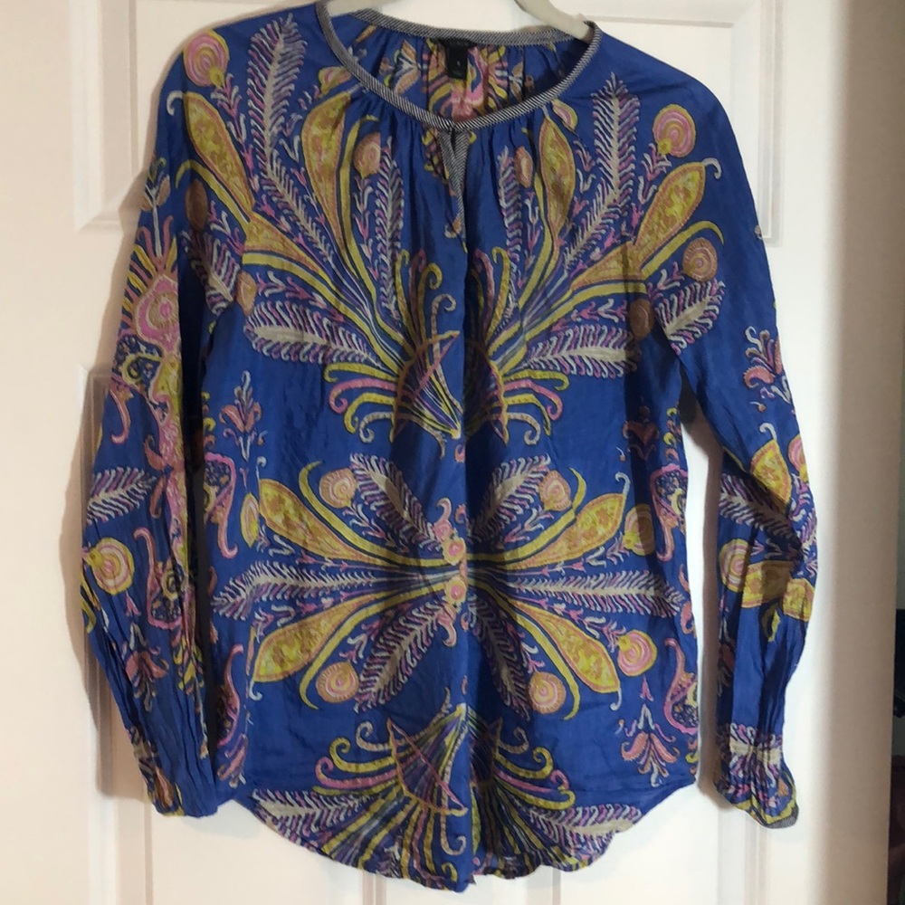 J Crew cotton/silk multi color top